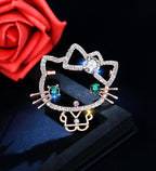 Ladies' cat shiny diamond fashionable brooch