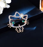 Ladies' cat shiny diamond fashionable brooch